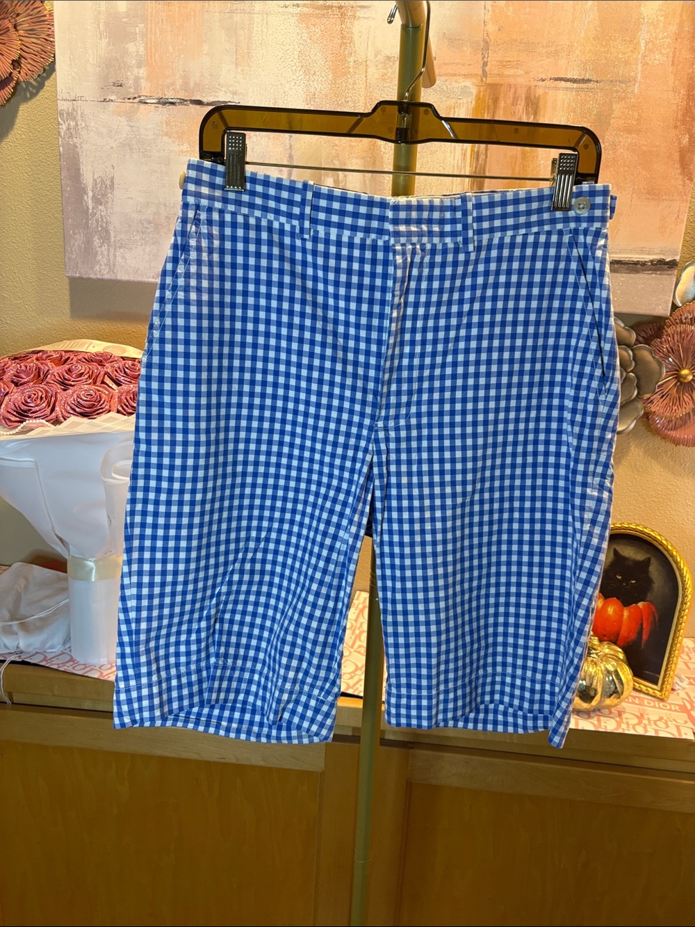 Polo Ralph Lauren Men's Gingham Check Golf Shorts Blue White Classic Fit